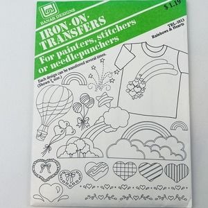 Vintage Banar Designs‎ Rainbows & Hearts Iron Transfers 1990 Balloons Stars